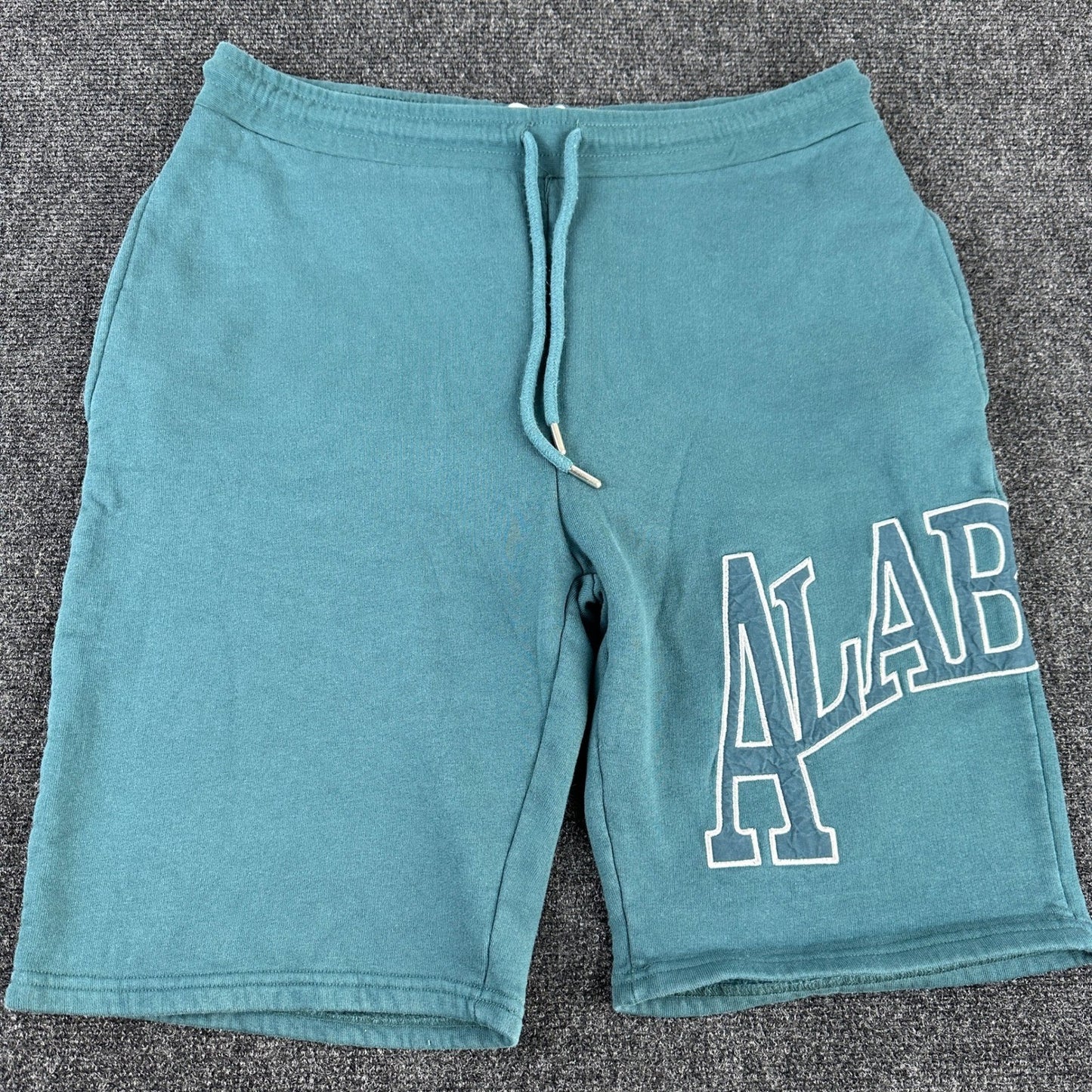 Topman Mens Alabama Graphic Sweat Shorts Teal Green Size Large Drawstring Cotton by Topman