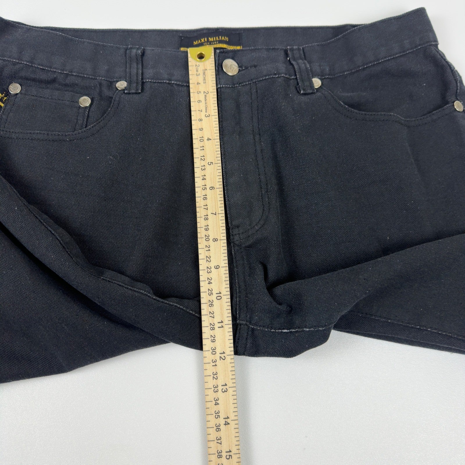 Maxi Milian New York Mens Black Straight Leg Denim Jeans Size 38x32 Dark Wash by Maxi Milian