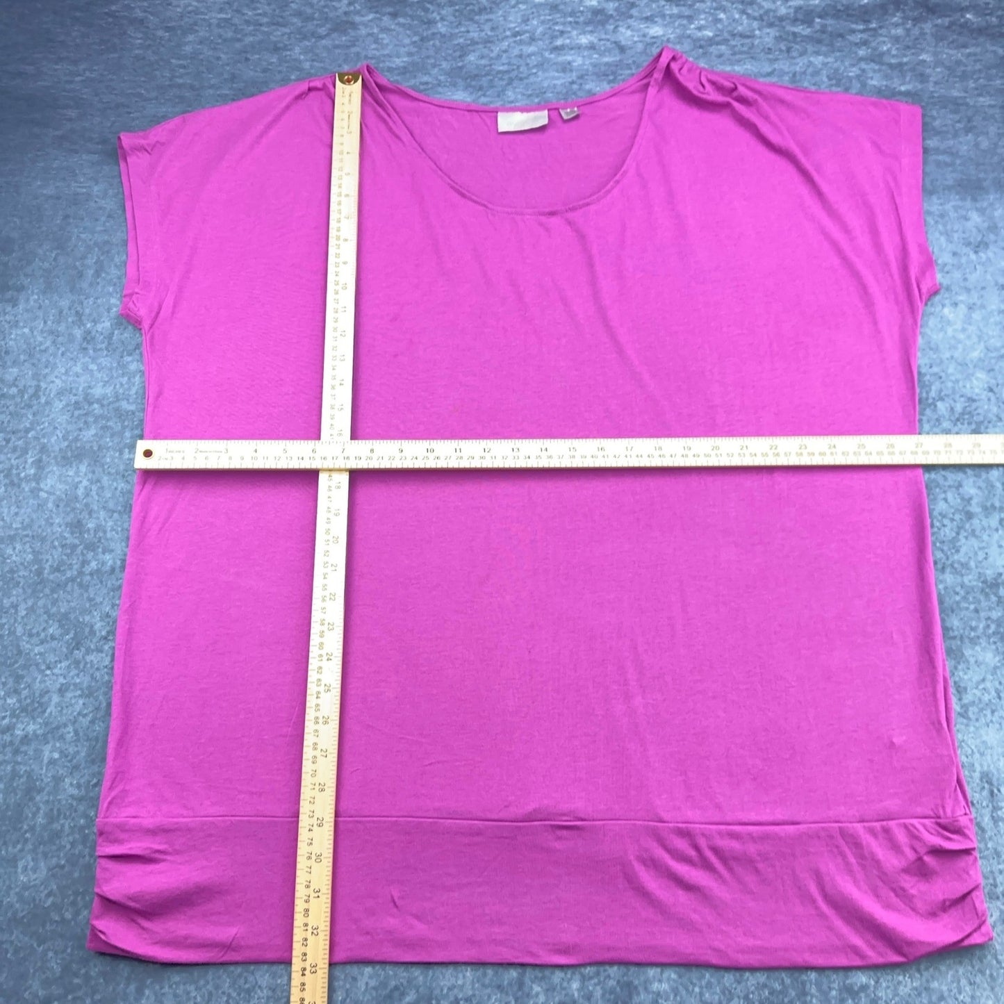 Avenue Plus Size 22/24 Magenta Pink Ruched Banded Hem Scoop Neck Knit Top Blouse by Avenue