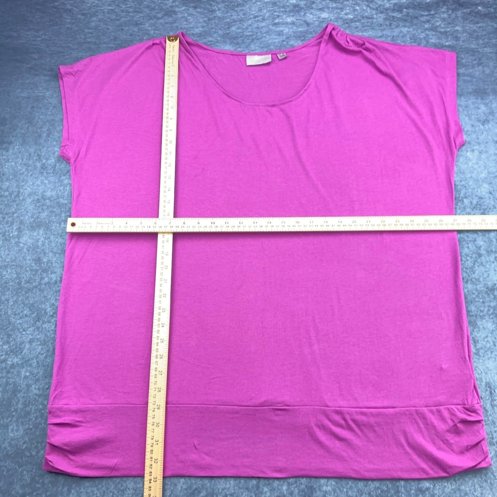 Avenue Plus Size 22/24 Magenta Pink Ruched Banded Hem Scoop Neck Knit Top Blouse by Avenue