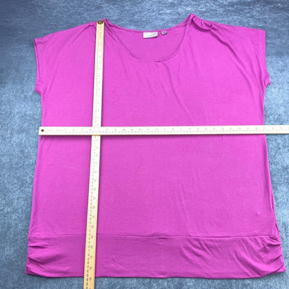 Avenue Plus Size 22/24 Magenta Pink Ruched Banded Hem Scoop Neck Knit Top Blouse by Avenue