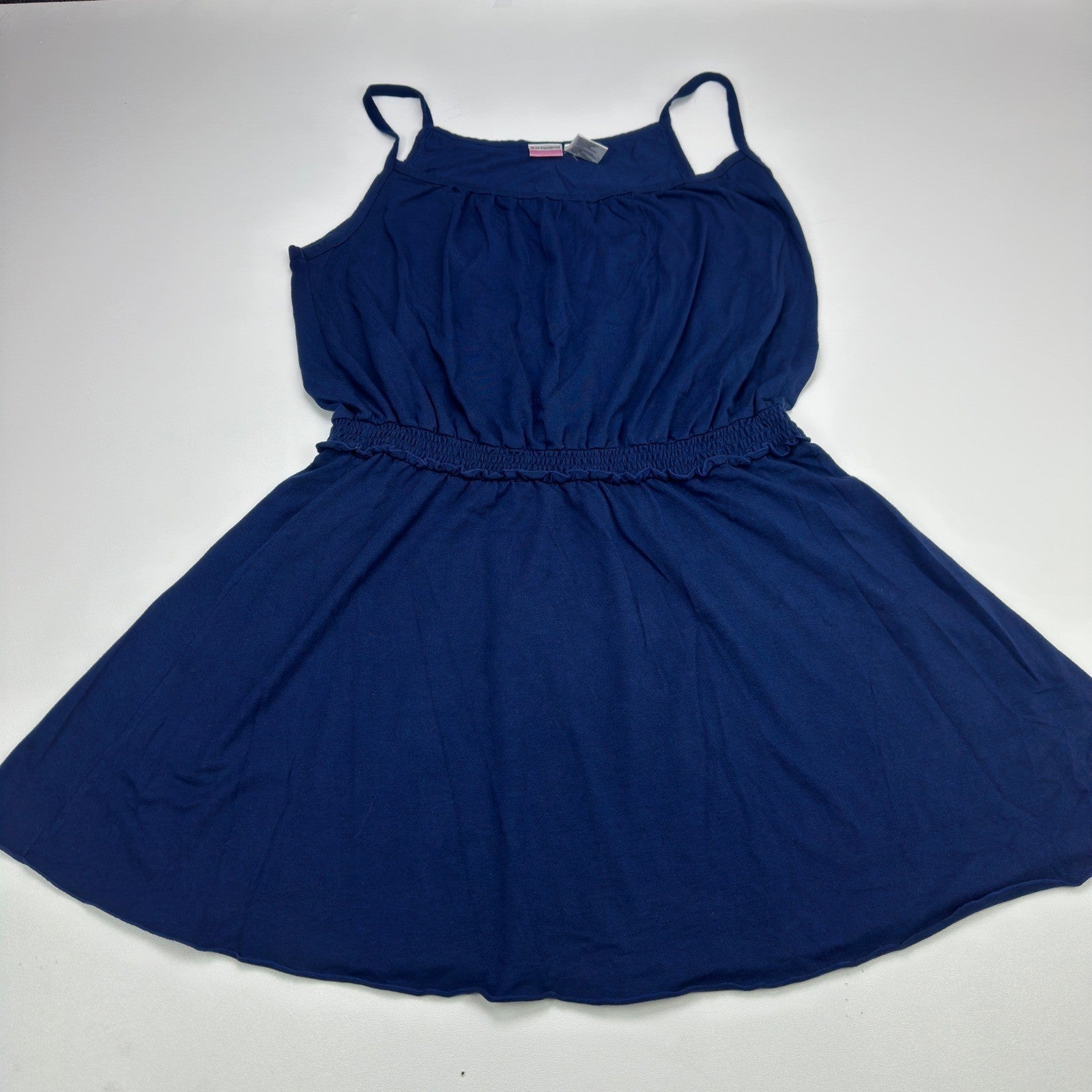 No Boundaries Juniors XXL Navy Water Smocked Waist Spaghetti Strap Mini Dress by No Boundaries