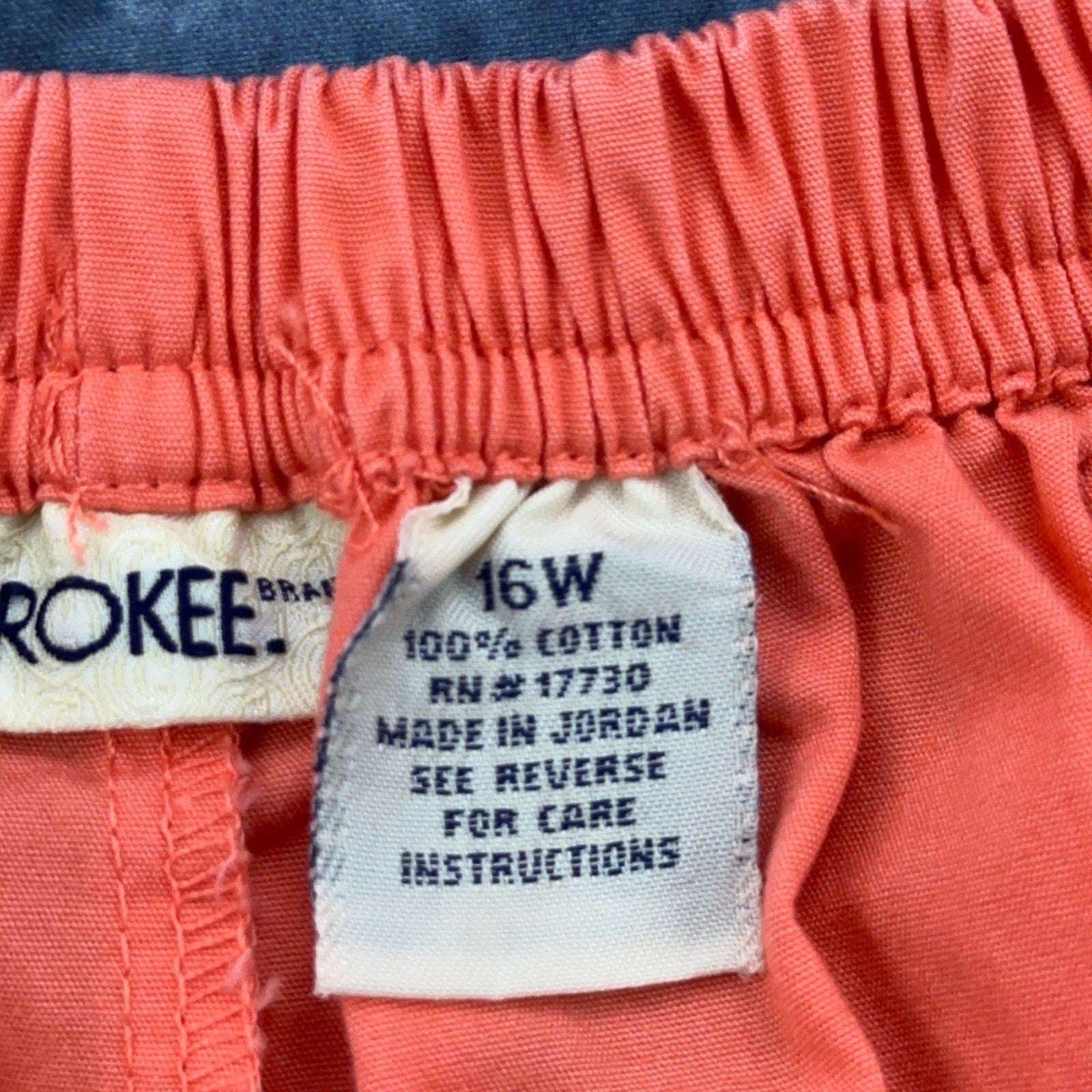 Cherokee Brand Coral Pink Cotton Drawstring Crop Pants Womens 16W Relaxed Fit by Cherokee Brand