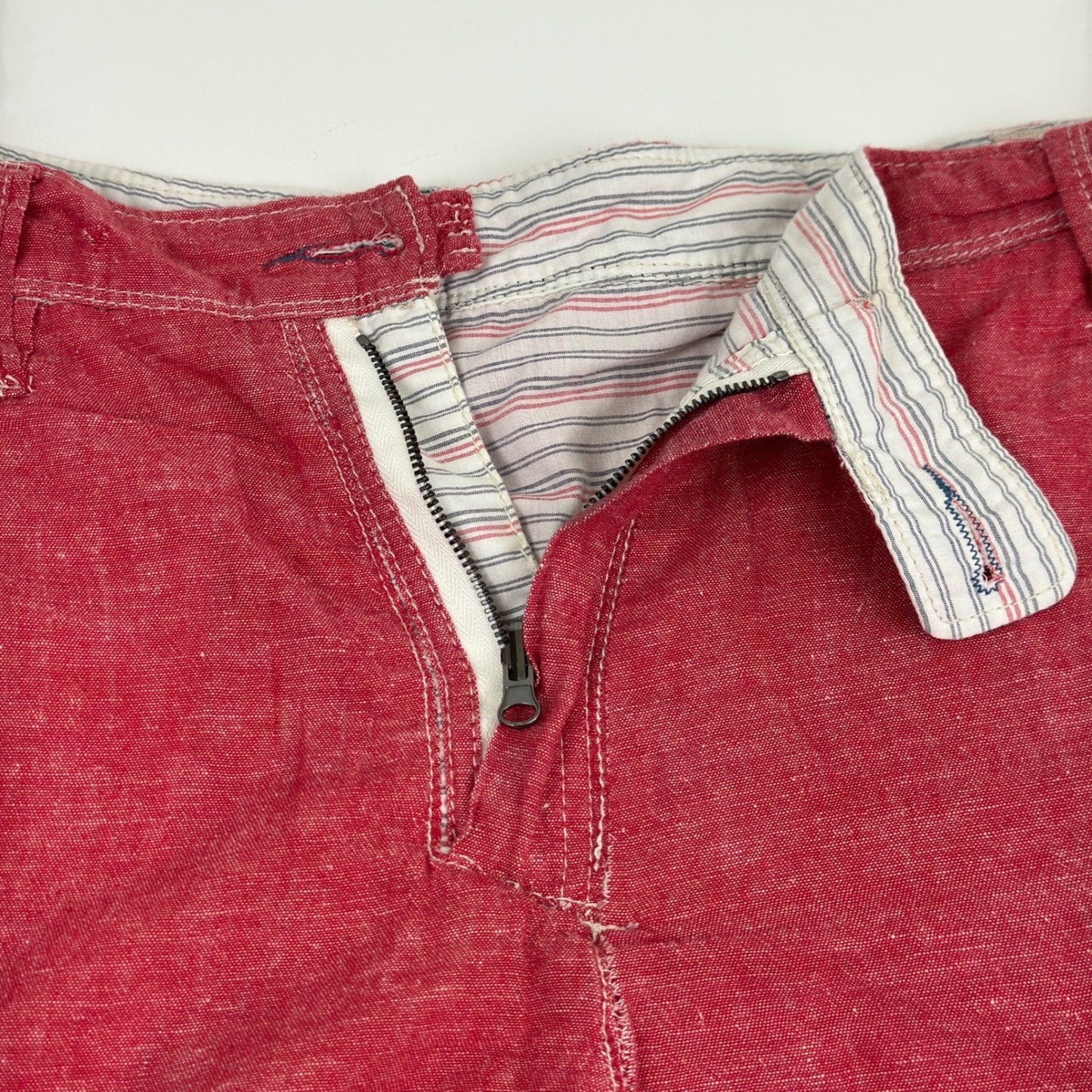 Howe Mens Reversible Shorts Red Solid Striped Casual Summer Size 35 by Howe