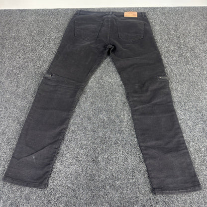Waimea Mens Skinny Fit Jeans Black Faded Knee Zipper Denim Pants Size 36 by Waimea
