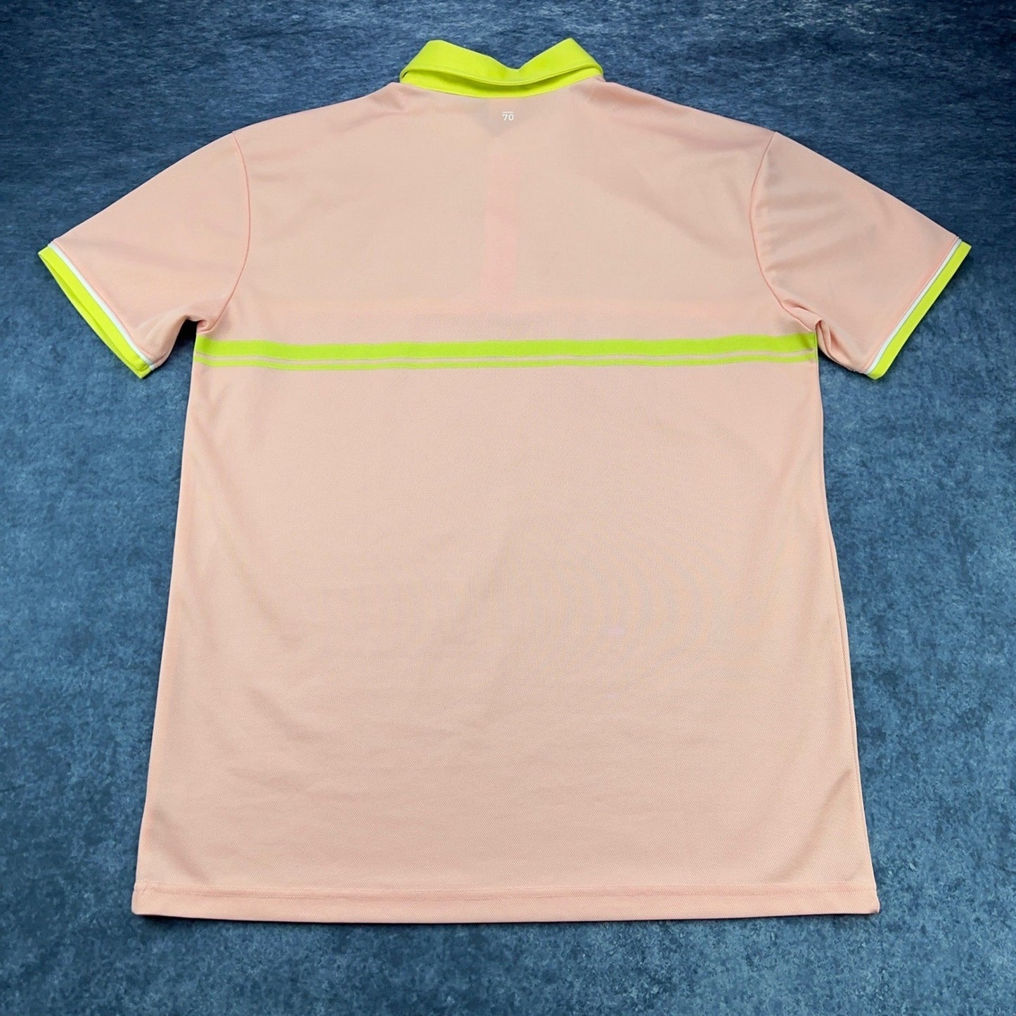 Sub 70 Mens XL Golf Polo Shirt Peach Neon Yellow Colorblock Performance Pique by Sub70
