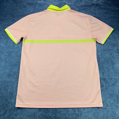 Sub 70 Mens XL Golf Polo Shirt Peach Neon Yellow Colorblock Performance Pique by Sub70