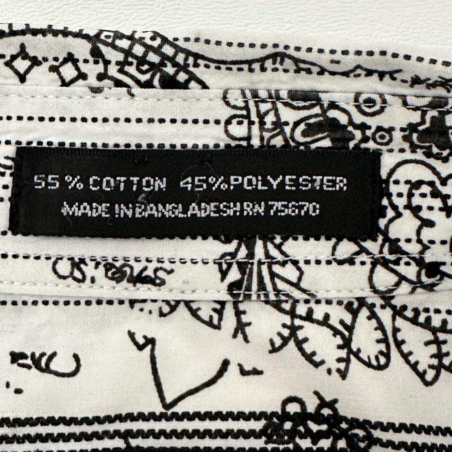 Michael Brandon Mens XL Paisley Striped Graphic Button Down Shirt Black White by Michael Brandon