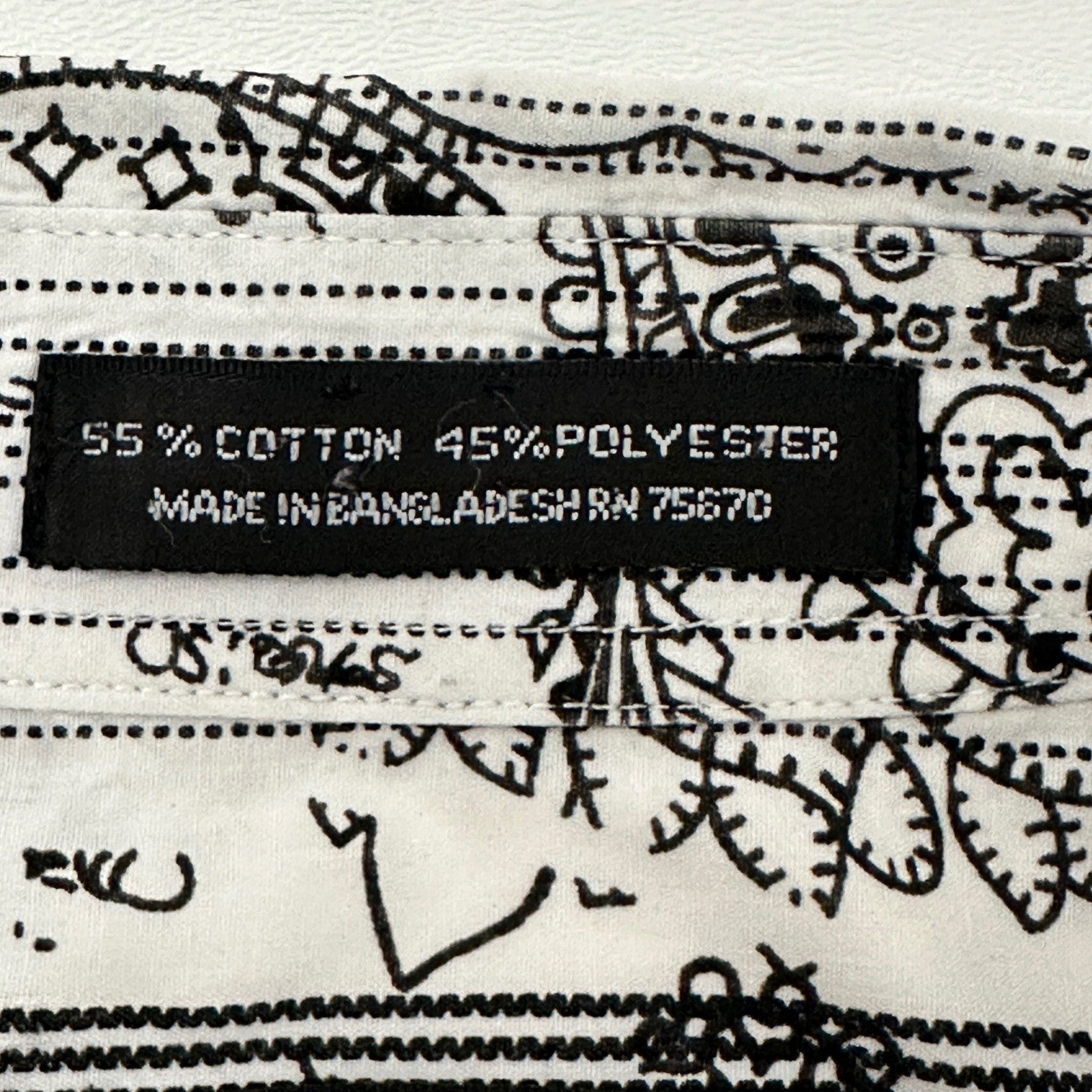 Michael Brandon Mens XL Paisley Striped Graphic Button Down Shirt Black White by Michael Brandon