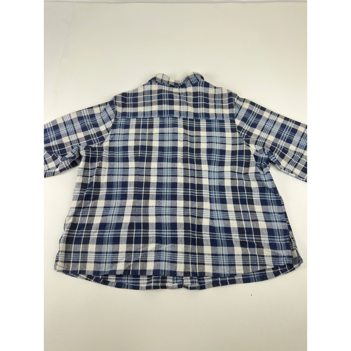 At Last & Co Blue White Plaid Cotton Button Down Shirt Mens 18/20 Flannel L/S by At Last & Co.