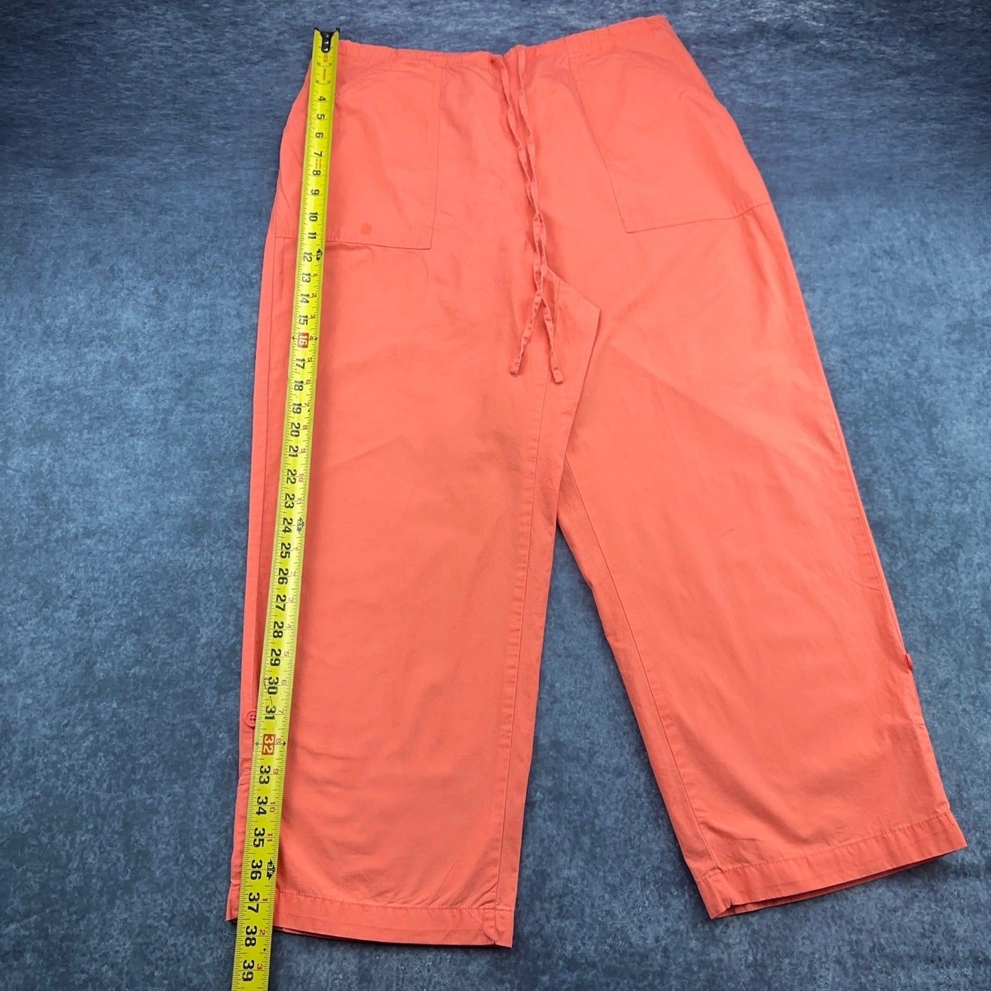 Cherokee Brand Coral Pink Cotton Drawstring Crop Pants Womens 16W Relaxed Fit by Cherokee Brand