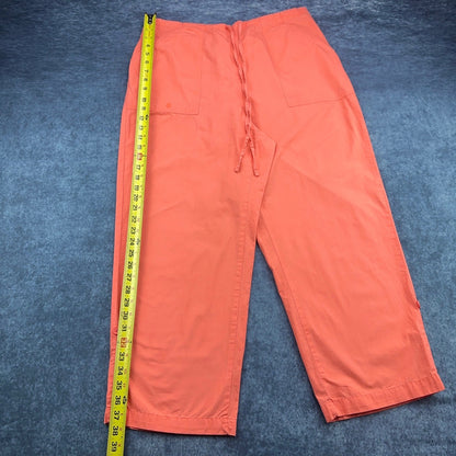 Cherokee Brand Coral Pink Cotton Drawstring Crop Pants Womens 16W Relaxed Fit by Cherokee Brand