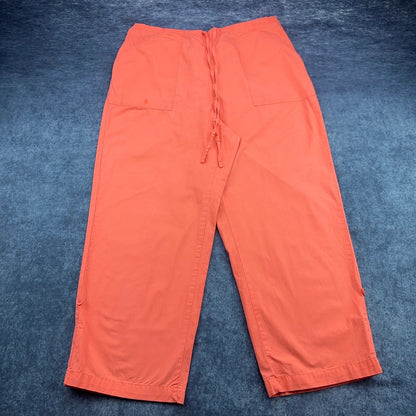 Cherokee Brand Coral Pink Cotton Drawstring Crop Pants Womens 16W Relaxed Fit by Cherokee Brand