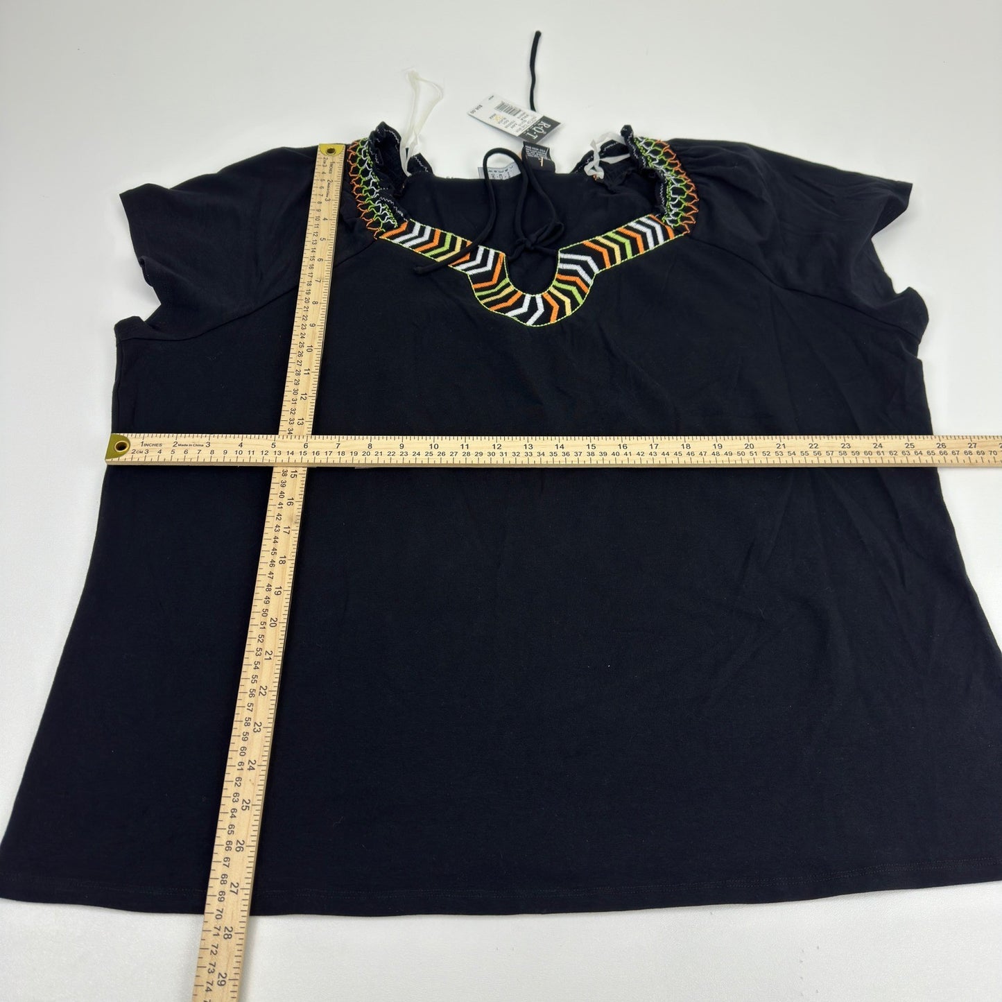 RQT Woman Out Of The Box Black Embroidered Short Sleeve Plus Size Top 3X W0078 by RQT Woman