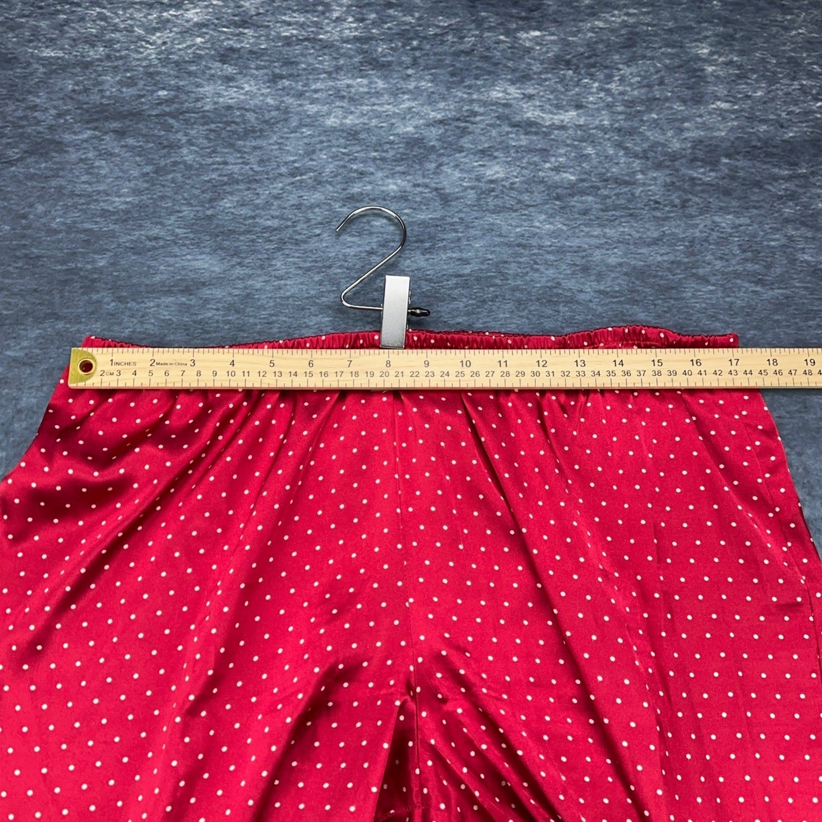 Gilligan O'Malley Womens XL Red Polka Dot Satin Pajama Set Button Up Wide Leg by Gilligan & O'Malley