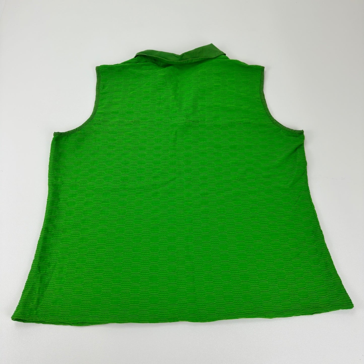 Selene Sport Womens 1X Lime Green Textured Sleeveless V-Neck Polo Golf Top by Selene Sport