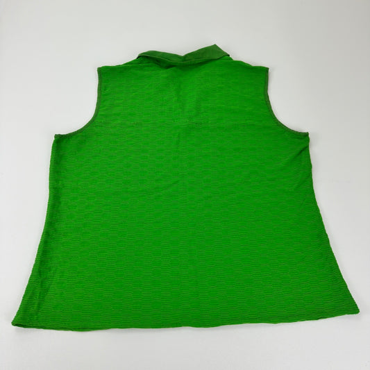 Selene Sport Womens 1X Lime Green Textured Sleeveless V-Neck Polo Golf Top by Selene Sport