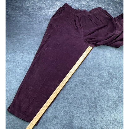 Briggs New York Womens 18W Corduroy Pants Plum Purple Elastic Waist Cotton 100% by Briggs New York