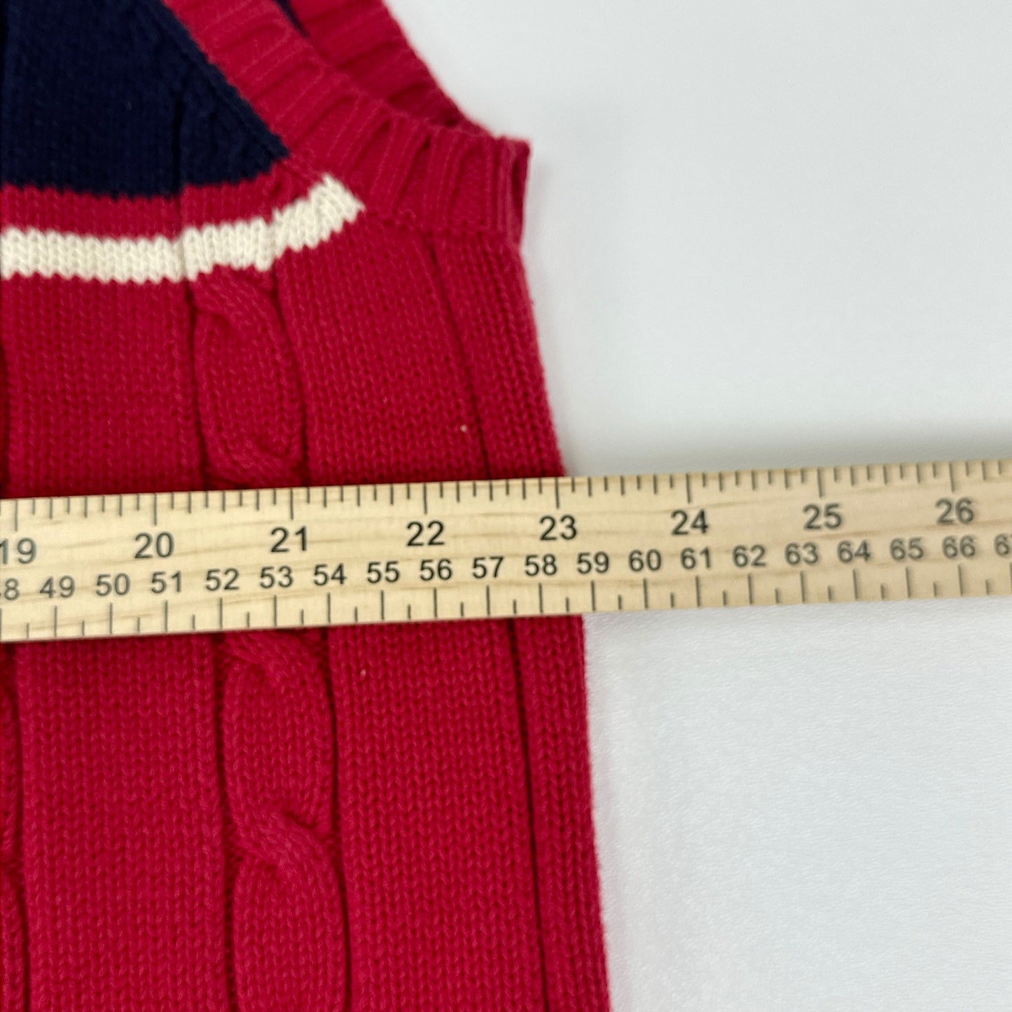 Tommy Hilfiger Mens Red Cable Knit V-Neck Sweater Vest Navy Stripe XL by Tommy Hilfiger