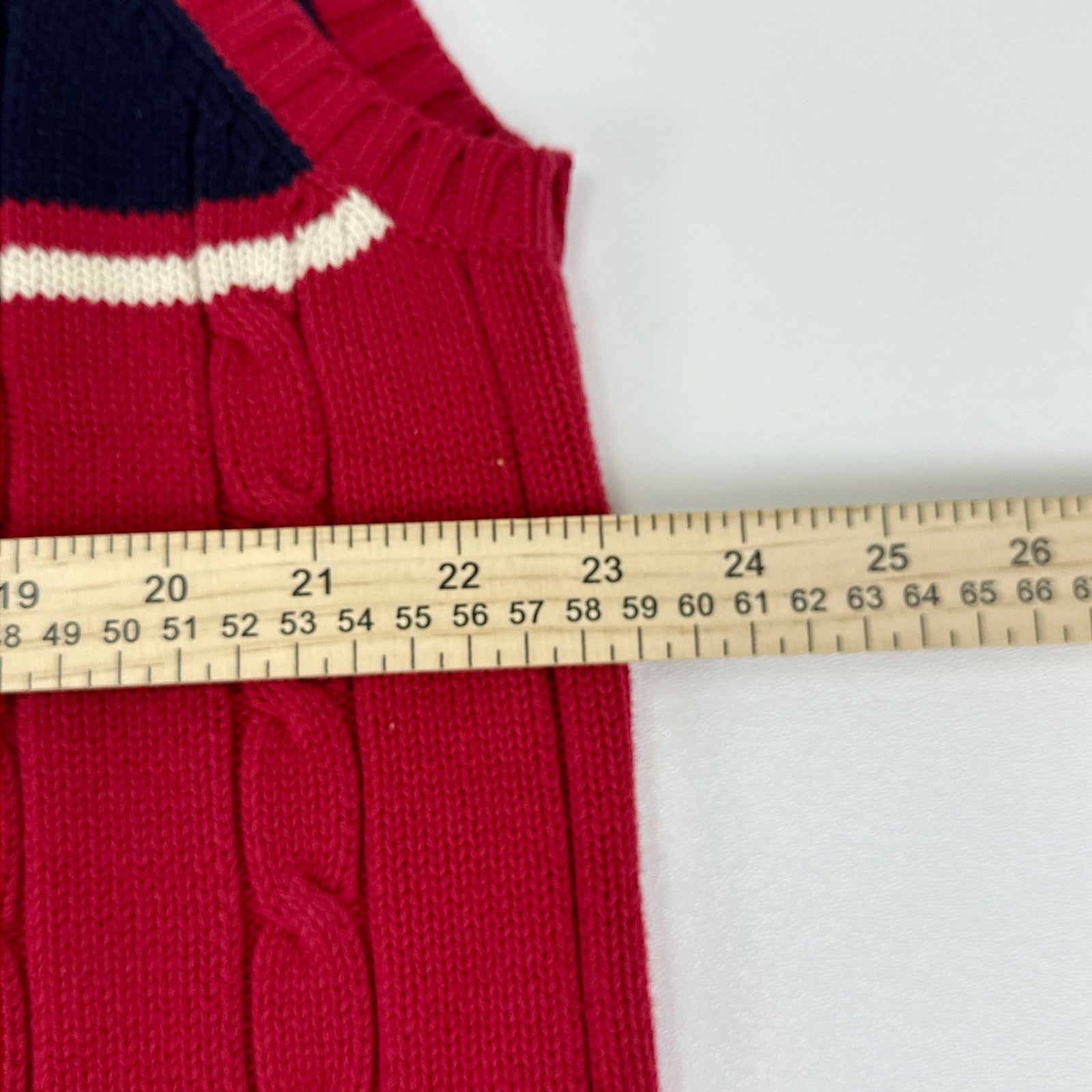 Tommy Hilfiger Mens Red Cable Knit V-Neck Sweater Vest Navy Stripe XL by Tommy Hilfiger