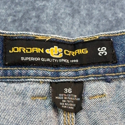 Jordan Craig Mens Baggy Denim Shorts Blue Sandblasted Fade Size 36 Y2K Jorts by Jordan Craig
