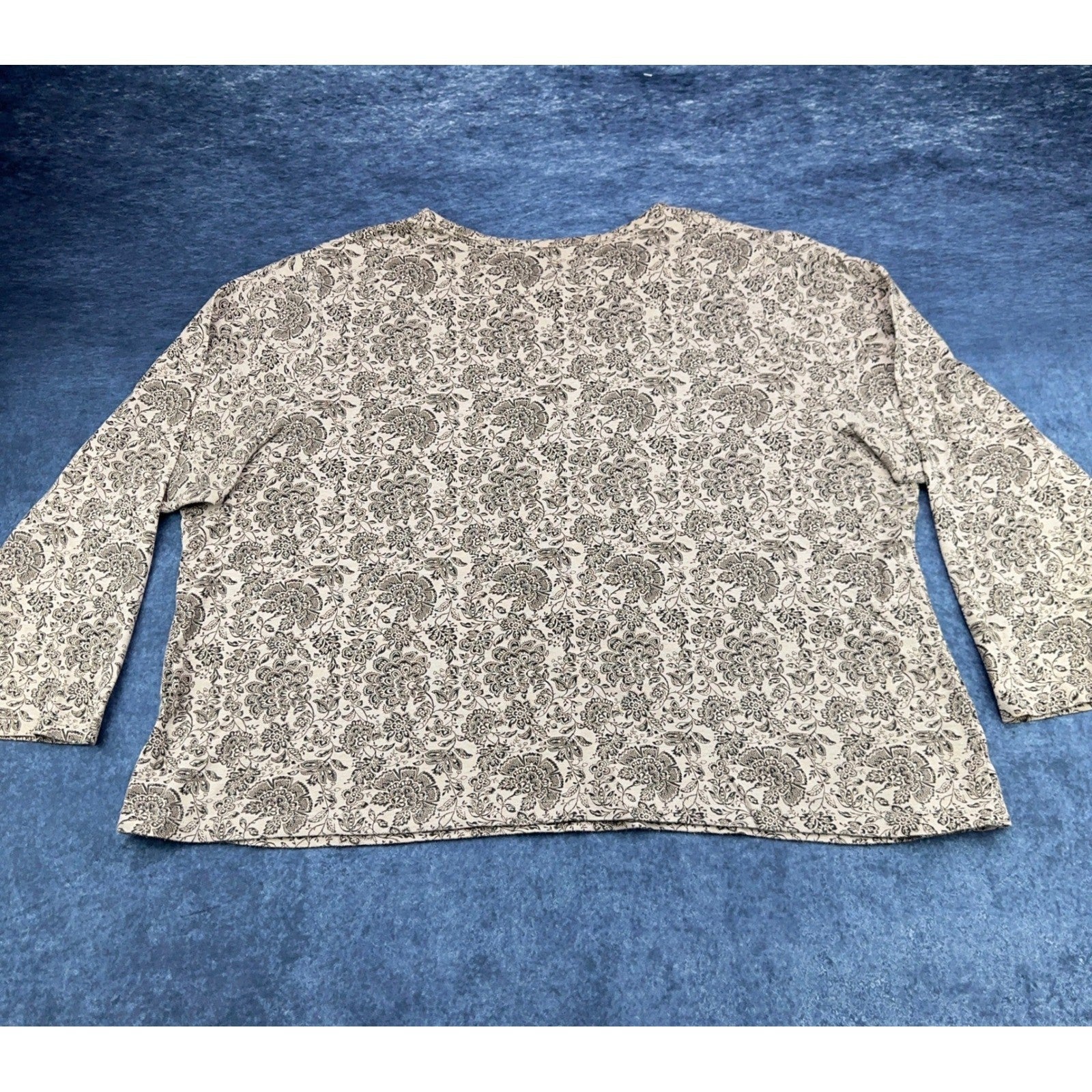 Croft & Barrow Womens 3X Pima Cotton Floral Paisley Crewneck Top Tan Brown by Croft & Barrow