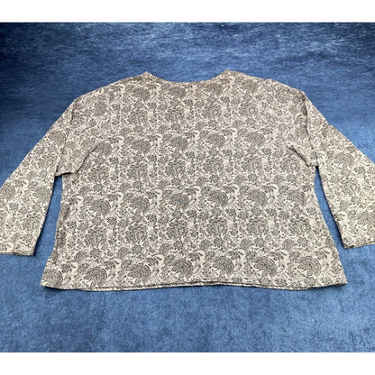 Croft & Barrow Womens 3X Pima Cotton Floral Paisley Crewneck Top Tan Brown by Croft & Barrow