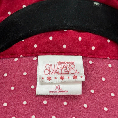 Gilligan O'Malley Womens XL Red Polka Dot Satin Pajama Set Button Up Wide Leg by Gilligan & O'Malley