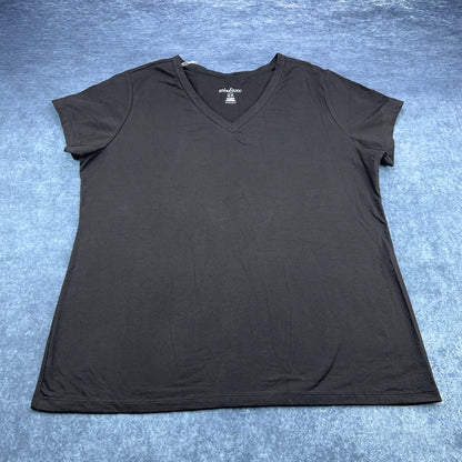 Mix & Co Womens Plus Size 2X Black V-Neck Short Sleeve Cotton Blend Tee Shirt by mix & co.