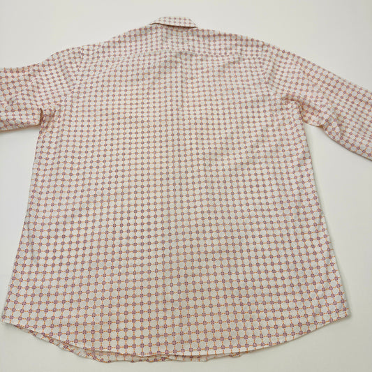 Stacy Adams Mens Dress Shirt 17.5 36/37 White Purple Orange Geometric Medallion by Stacy Adams