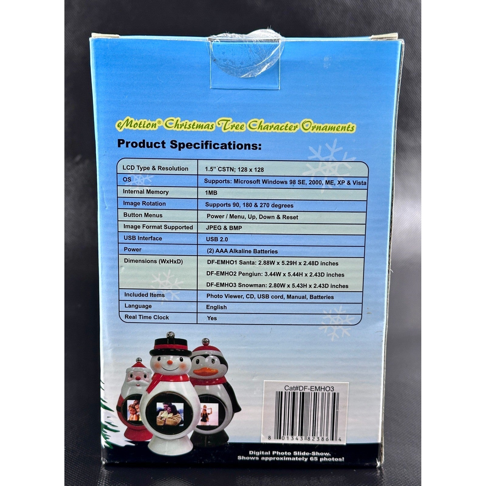 MediaStreet eMotion Snowman Digital Photo Ornament 1.5 LCD DF-EMHO3 White by MediaStreet
