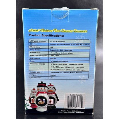 MediaStreet eMotion Snowman Digital Photo Ornament 1.5 LCD DF-EMHO3 White by MediaStreet