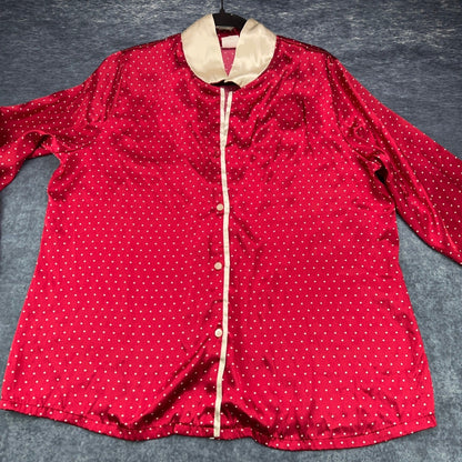 Gilligan O'Malley Womens XL Red Polka Dot Satin Pajama Set Button Up Wide Leg by Gilligan & O'Malley