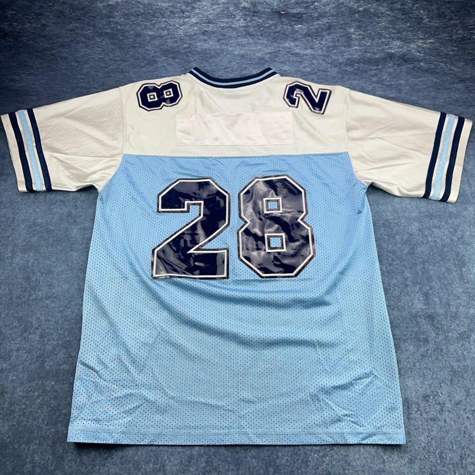 Legendary Classic Football Jersey XL Blue White Number 28 Mesh Athletic Shirt by Legendary Classic