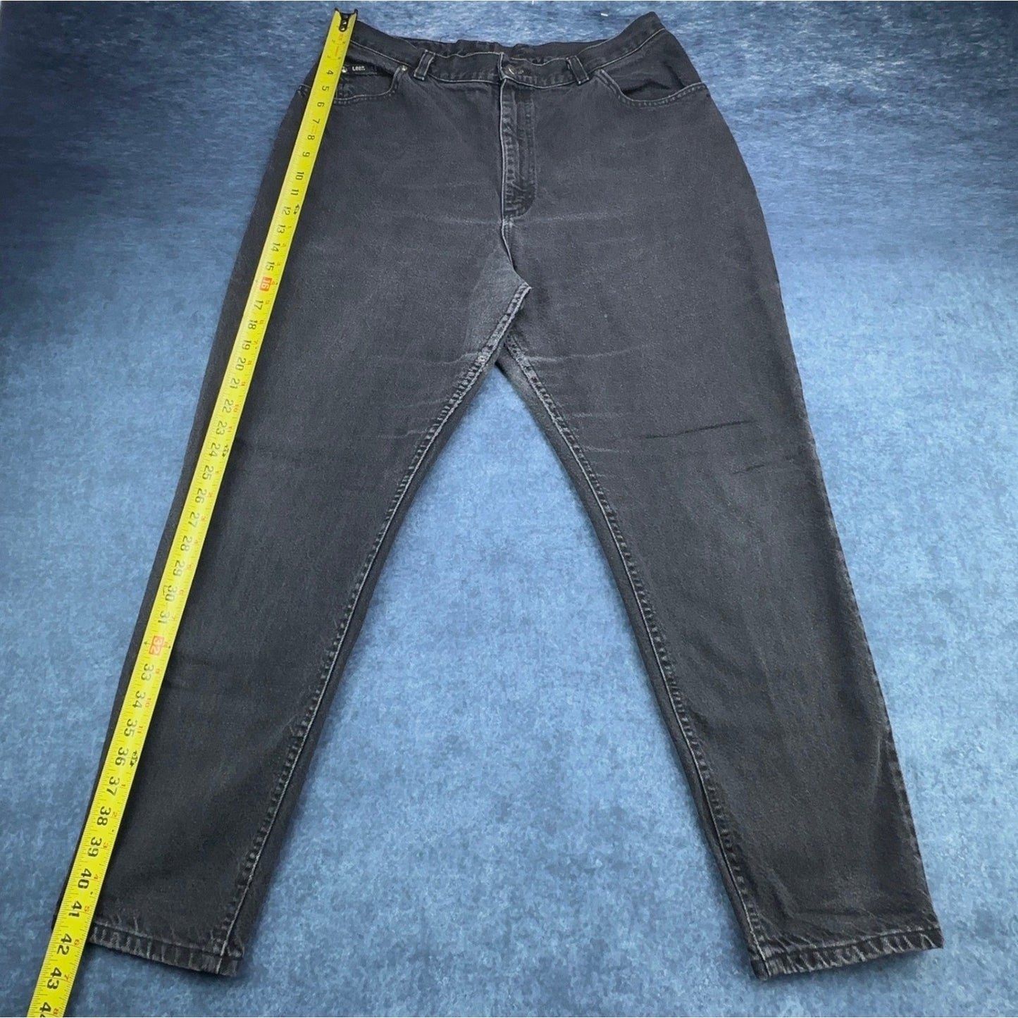 Lee Vintage 90s High Waisted Mom Jeans Faded Black Tapered Leg 18W Med USA Made by Lee