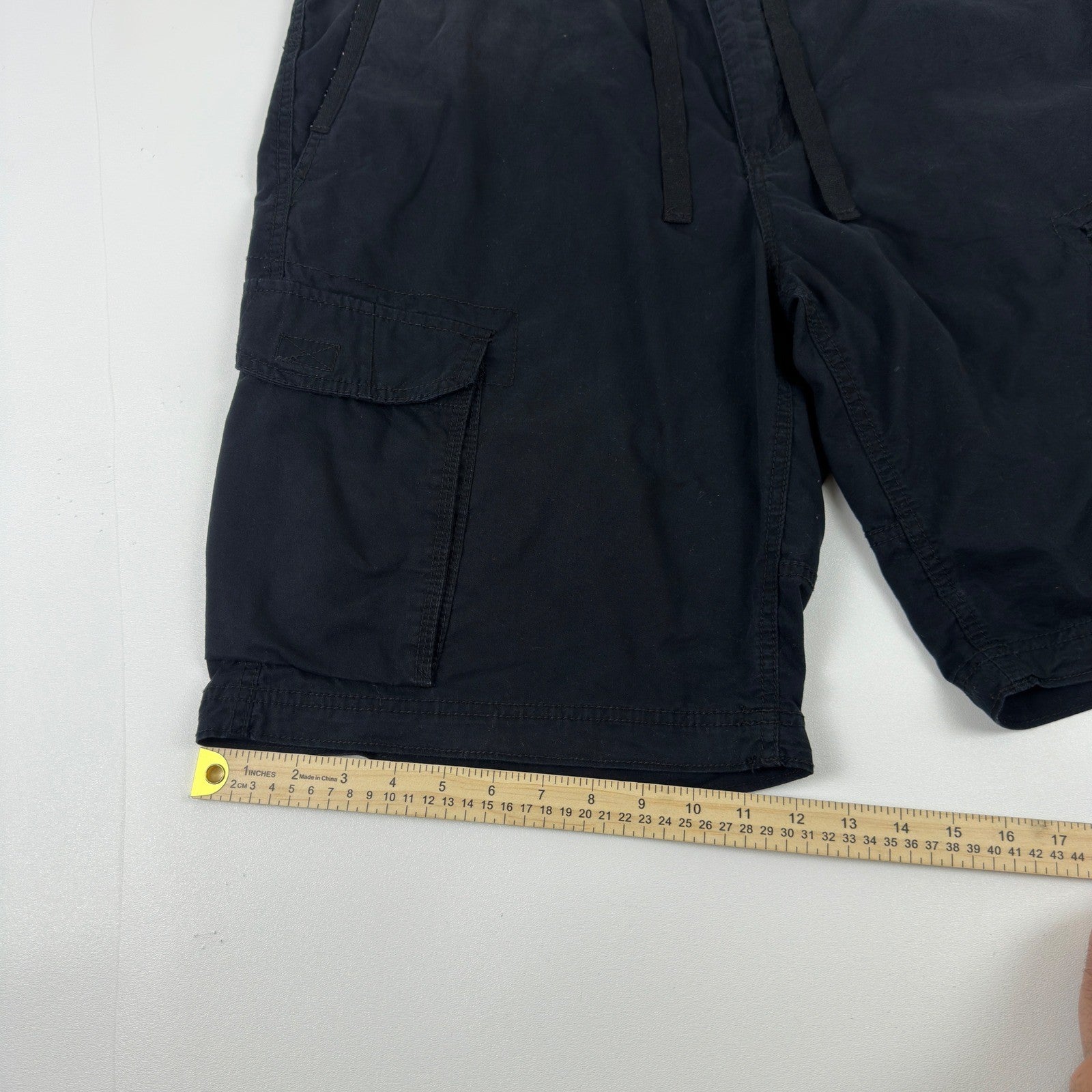 Faded Glory Mens Cargo Shorts Black Size 38 Cotton Drawstring Utility Pockets by Faded Glory