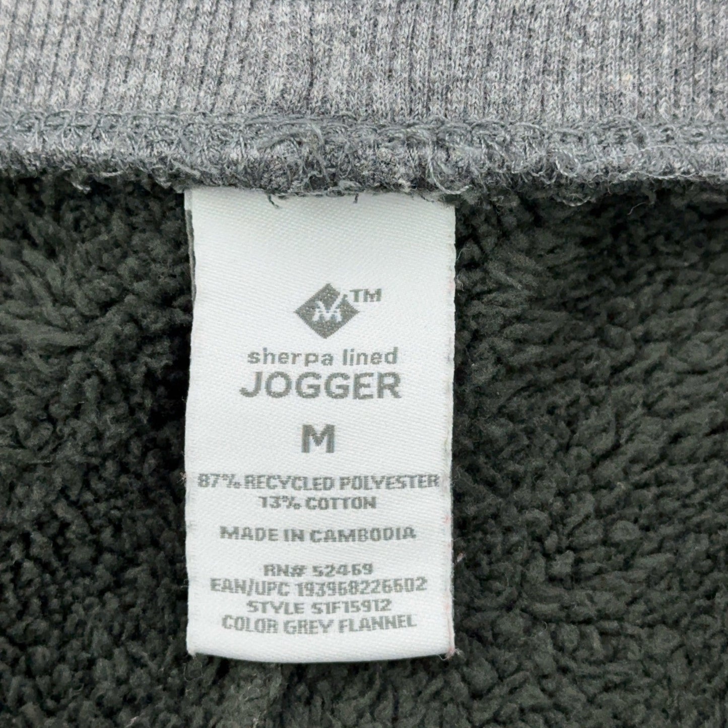 Members Mark Sherpa Lined Joggers Grey Flannel Mens Medium S1F15912 Sweatpants by Member's Mark