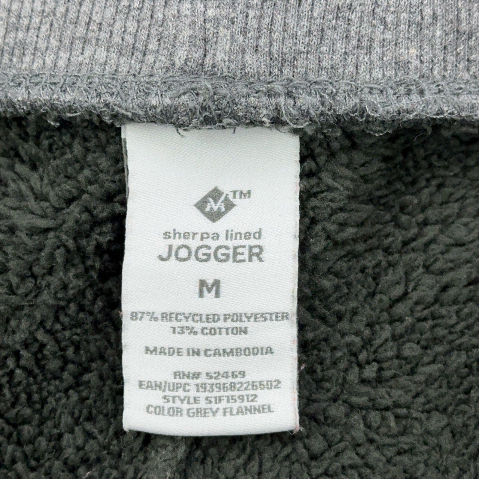 Members Mark Sherpa Lined Joggers Grey Flannel Mens Medium S1F15912 Sweatpants by Member's Mark