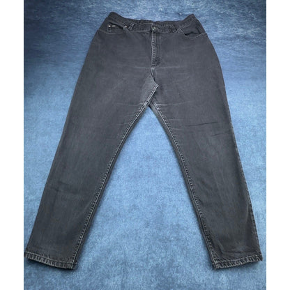 Lee Vintage 90s High Waisted Mom Jeans Faded Black Tapered Leg 18W Med USA Made by Lee