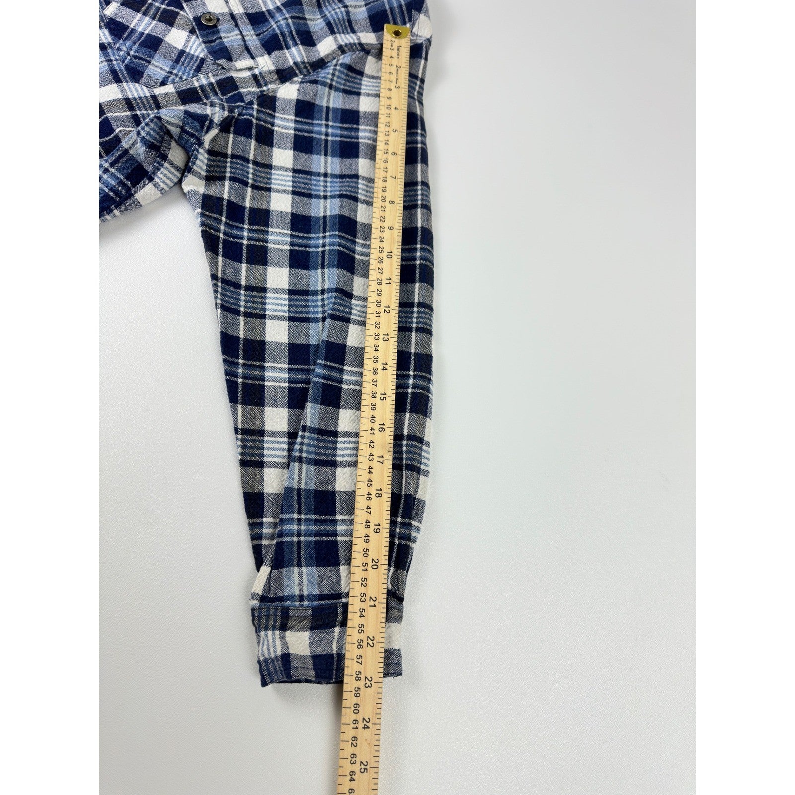 At Last & Co Blue White Plaid Cotton Button Down Shirt Mens 18/20 Flannel L/S by At Last & Co.