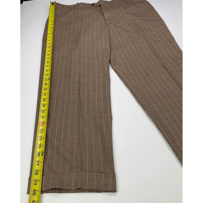 Rajas Fashions Mens Tan Pinstripe Cuffed Dress Pants Trousers 40x28 Bespoke by Raja's Fashions
