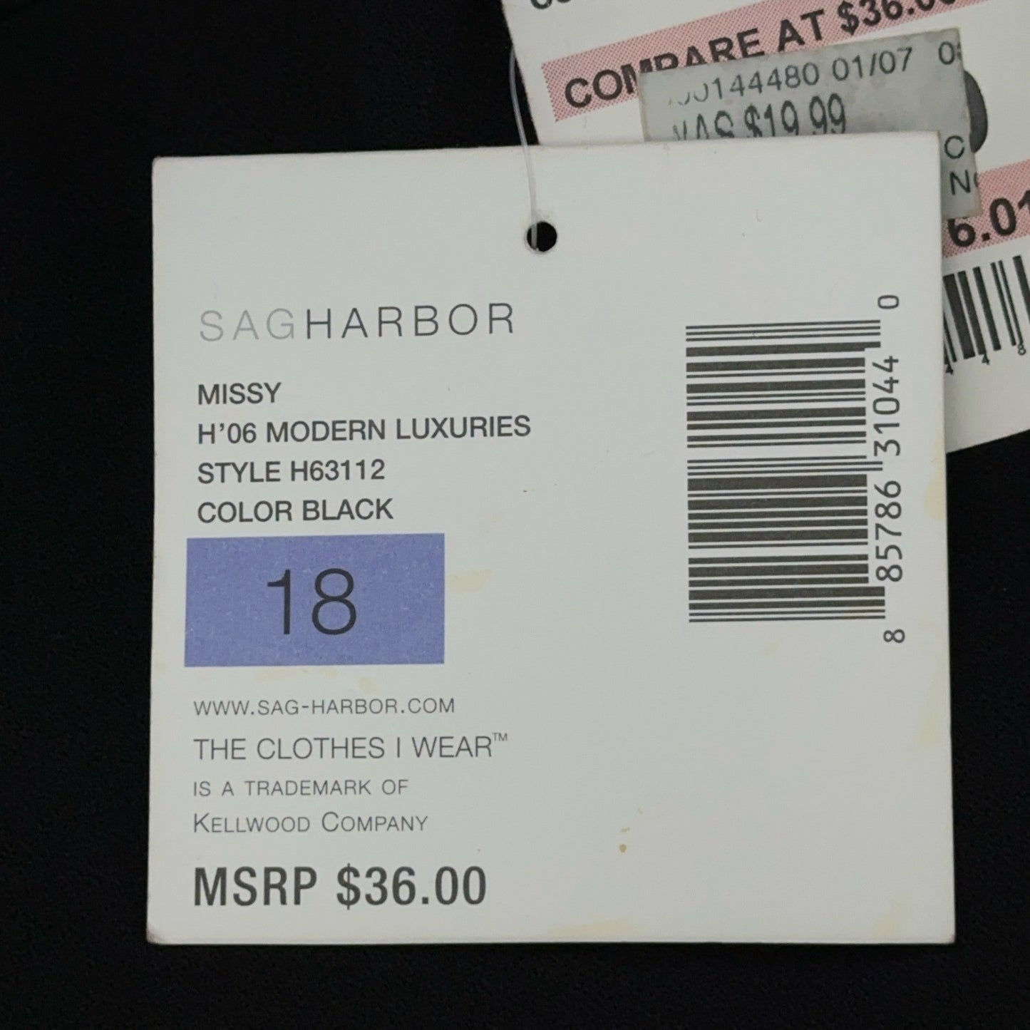 Sag Harbor Missy Modern Luxuries Black Stretch Dress Pants Size 18 H63112 NWT by Sag Harbor