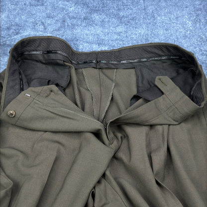 Haggar Black Label Mens 44R Suit 3-Button Blazer Pleated Pants Olive Brown Wool by Haggar