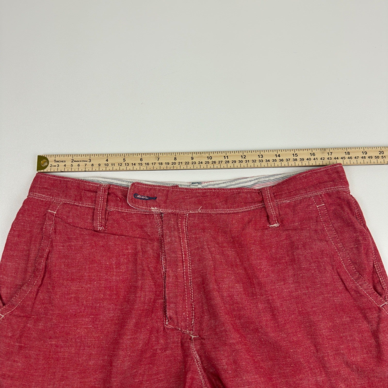 Howe Mens Reversible Shorts Red Solid Striped Casual Summer Size 35 by Howe