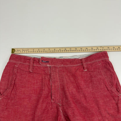 Howe Mens Reversible Shorts Red Solid Striped Casual Summer Size 35 by Howe