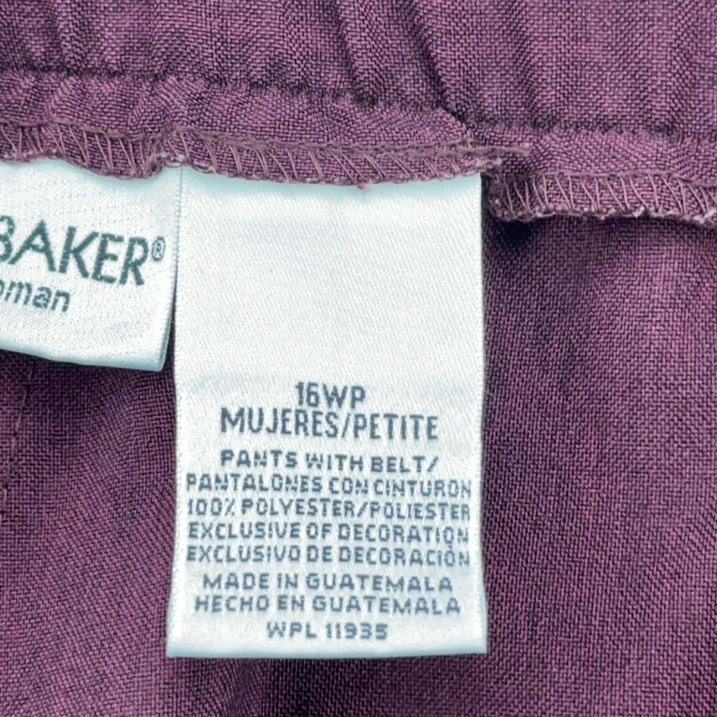 Liz Baker Woman Plum Purple Pleated Front Tapered Dress Pants 16WP Petite Plus by Liz Baker