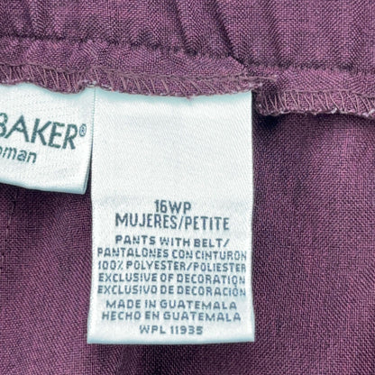 Liz Baker Woman Plum Purple Pleated Front Tapered Dress Pants 16WP Petite Plus by Liz Baker
