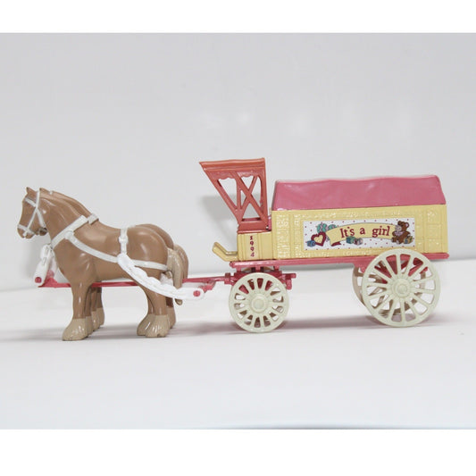 Vintage 1994 Horse Drawn Carriage Toy - It's a Girl Baby Shower Decor by Unbranded
