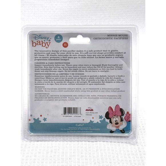 Disney Baby Minnie Mouse Orthodontic Pacifiers 4 Pack FD50901 Pink Multi by Unbranded