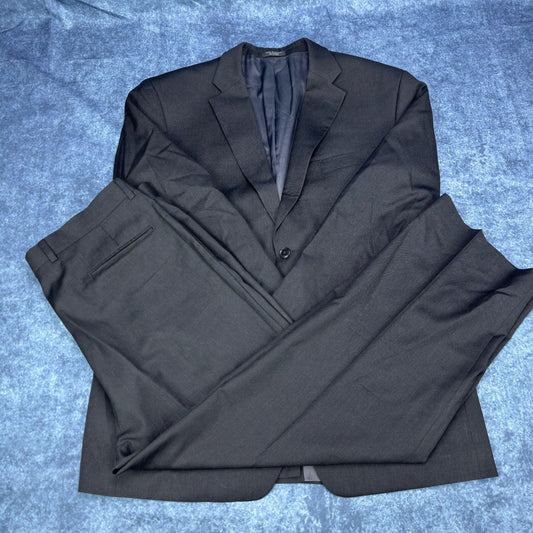 Jones New York Classic Mens 2-Piece Suit Charcoal Black 100% Wool 38W 46R by Jones New York Classic